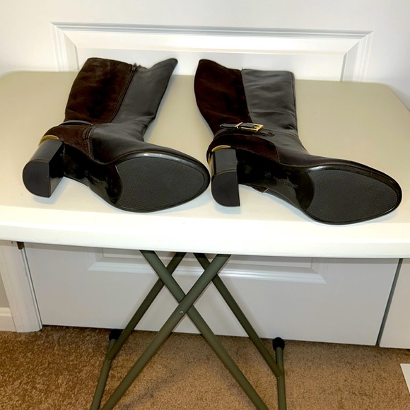 Bandolino Knee High Leather & Suede Zipper Heeled Boots 👢 Size 7.5 NWOT Brown - Picture 7 of 8